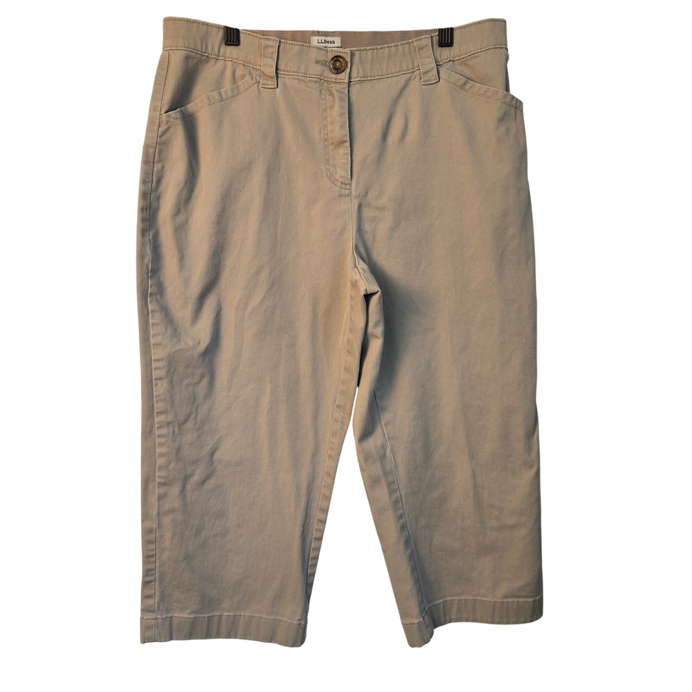 LL Bean Classic Fit Petite Casual Khaki Capris Pants Women Size 14P
